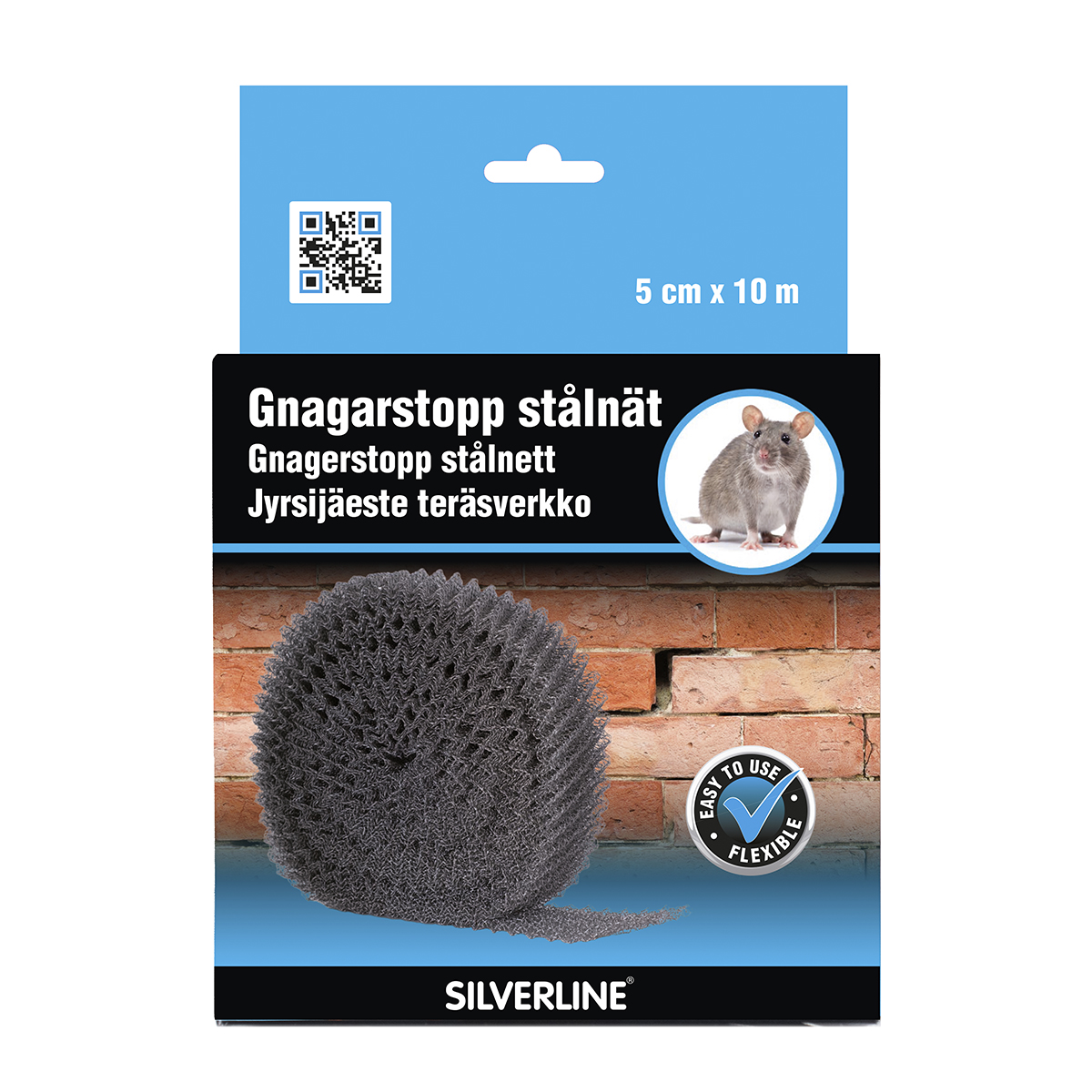 Gnagarstopp Silverline Stålnät 50 mm x 10 m