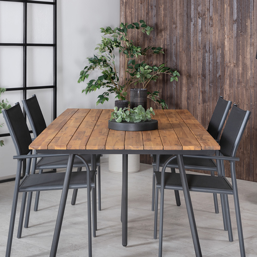 Matgrupp Venture Home Chane med 4 Samba Stapelbara Matstolar