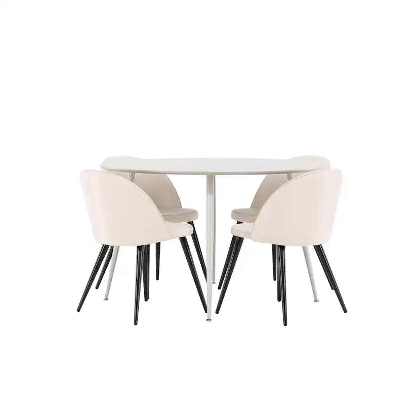 Matgrupp Venture Home Plaza Ø120 med 4 st Velvet Stolar