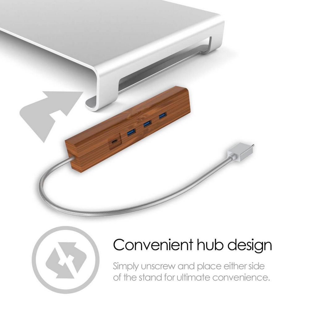 Monitorställ Desire2 Riser Universal 3X Usb-A 1X Type-C Silver