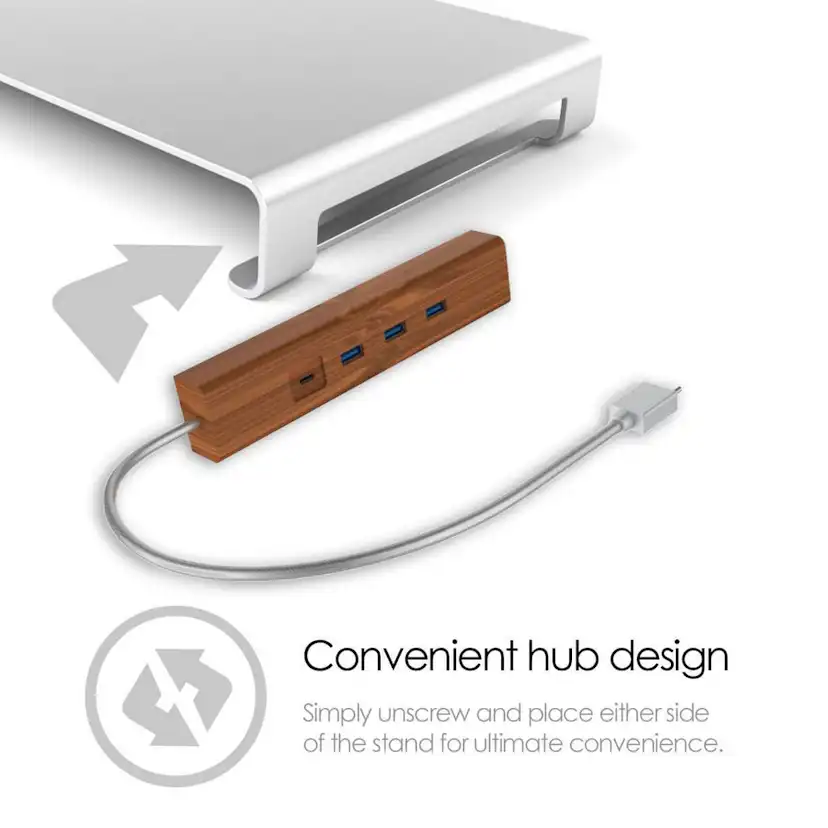 Monitorställ Desire2 Riser Universal 3X Usb-A 1X Type-C Silver