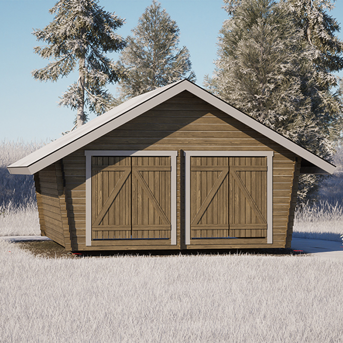 Timmerförråd LP Garden U-XL (20m²) Lutande Tät Vägg