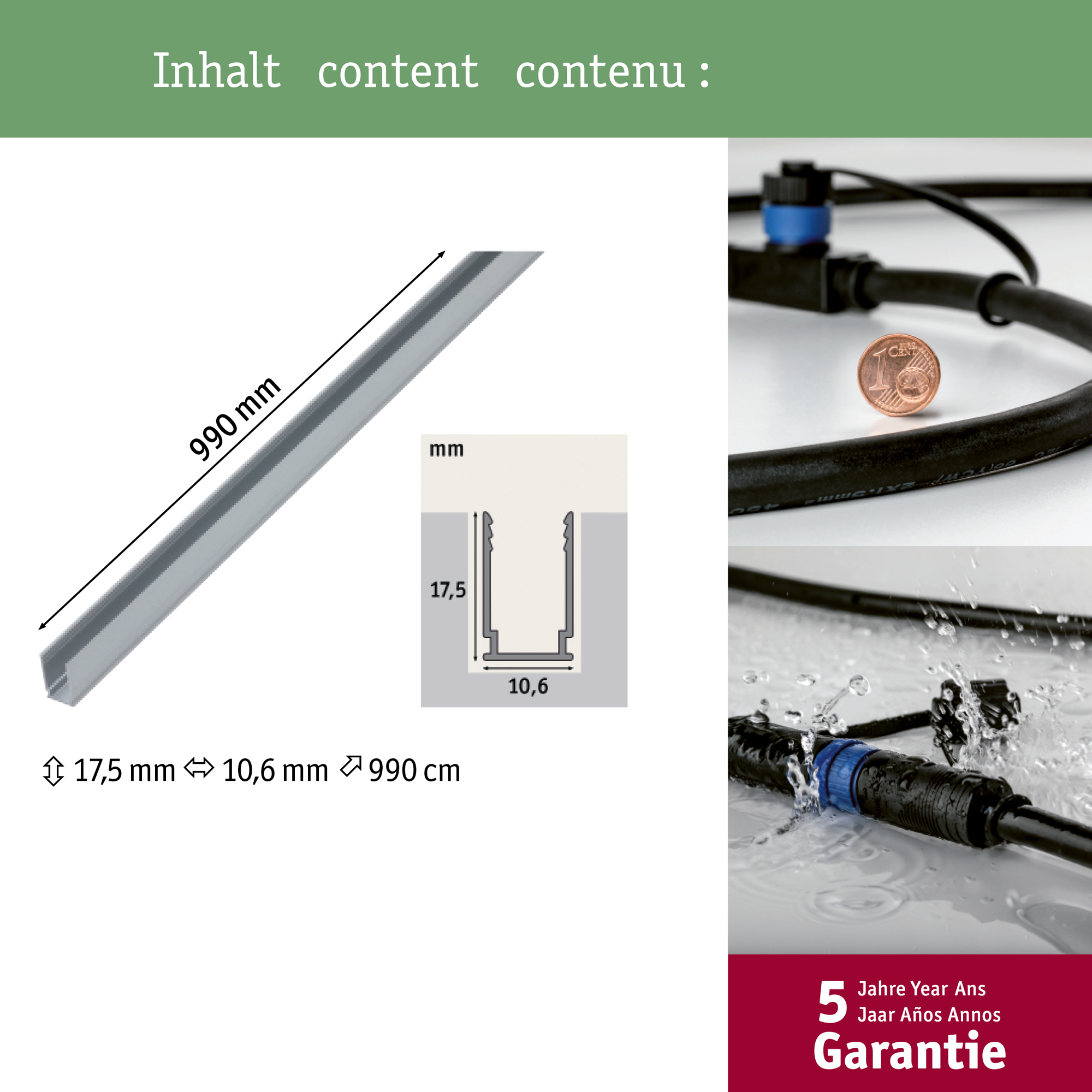 Fäste Paulmann Plug & Shine Tillbehör Remsa Aluminiumprofil 0,99m
