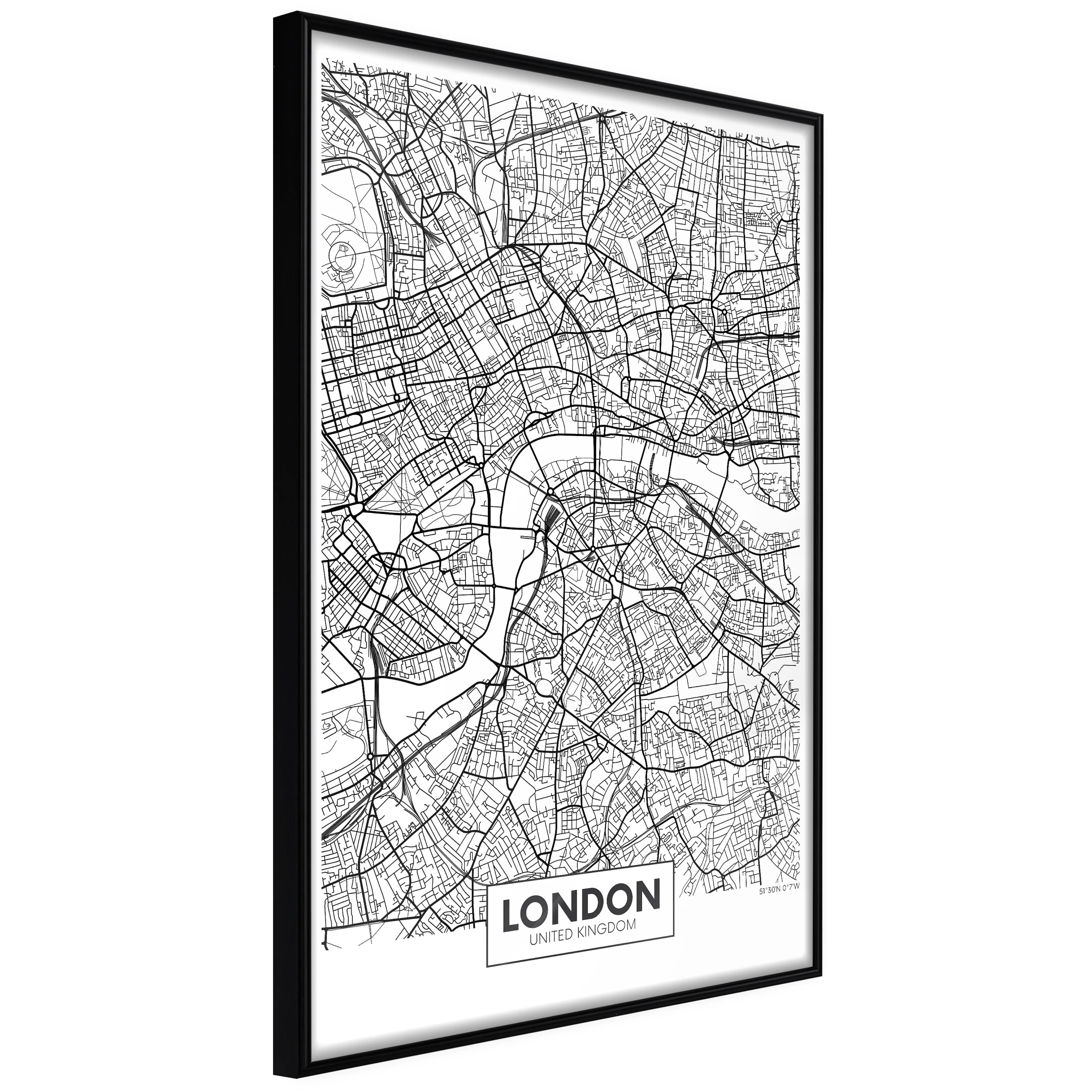 Affisch - Map of London [Poster] 20x30 Svart ram, 20x30 cm