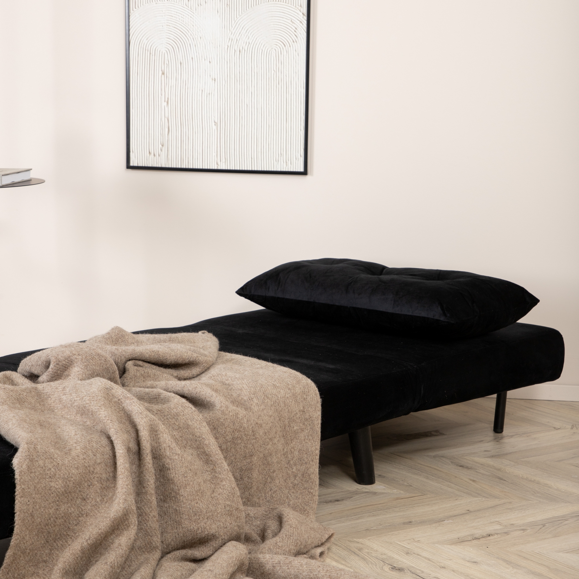 Vicky Folding Bed Single - Black / Black Velvet Svart