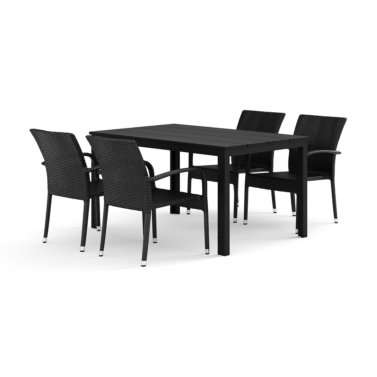 Trädgårdsgrupp Comfort Garden Tunis utomhus matgrupp 140x90 cm med 4 Thor Light Trädgårdsfåtölj