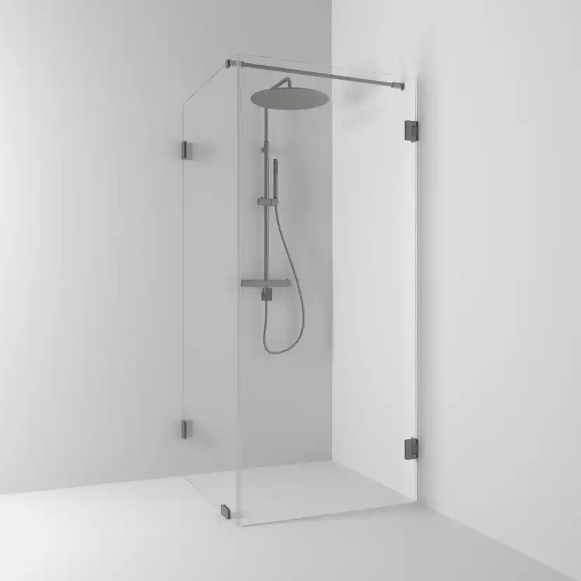 180° Duschhörna Rak/Fast 90x80x200 Blyertssvart/Klarglas Profil: Blyertssvart, Klarglas, Fast vägg: 800 mm, Duschdörr: 900 mm