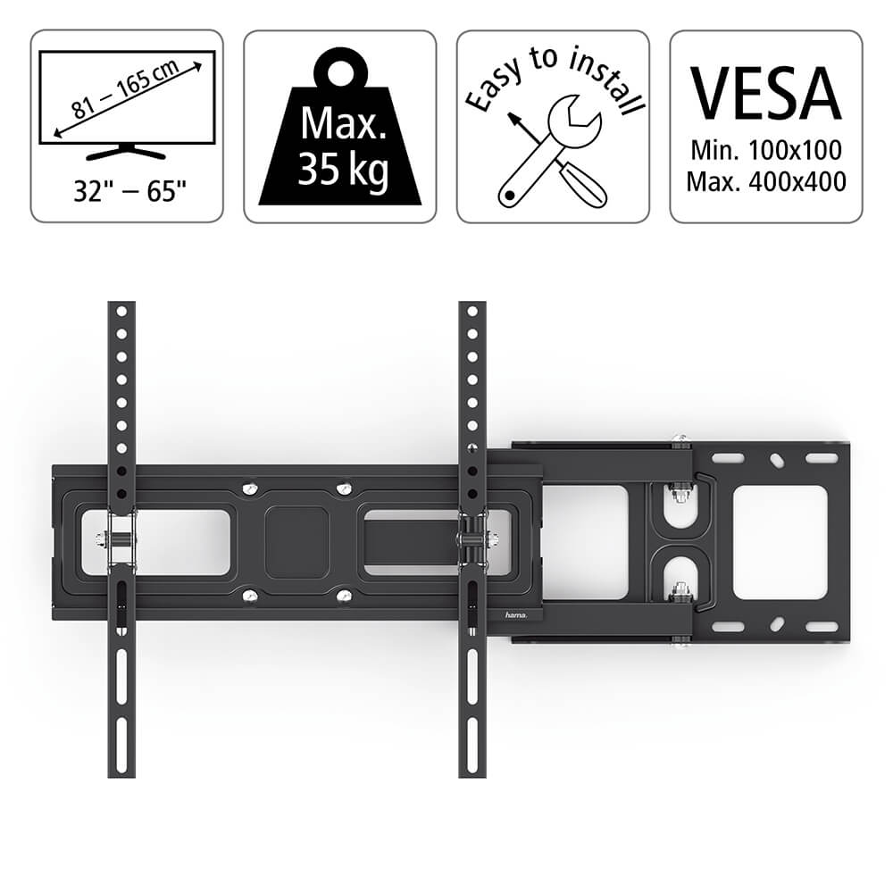 Väggfäste Hama Full Motion VESA upp till 400x400 65 tum Sväng/Tilt/Utdrag