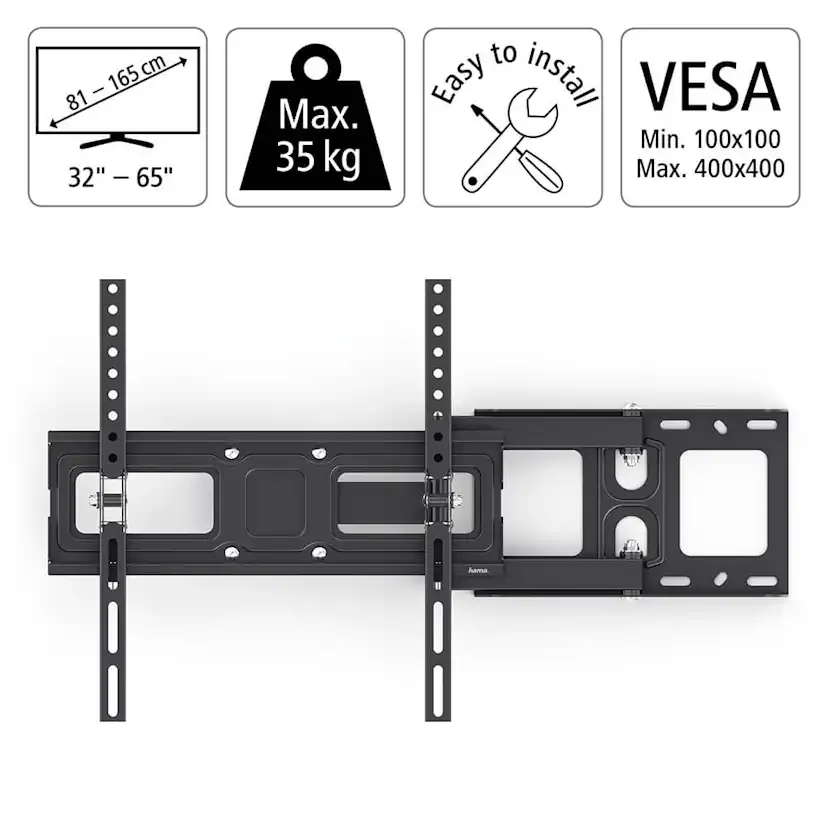 Väggfäste Hama Full Motion VESA upp till 400x400 65 tum Sväng/Tilt/Utdrag