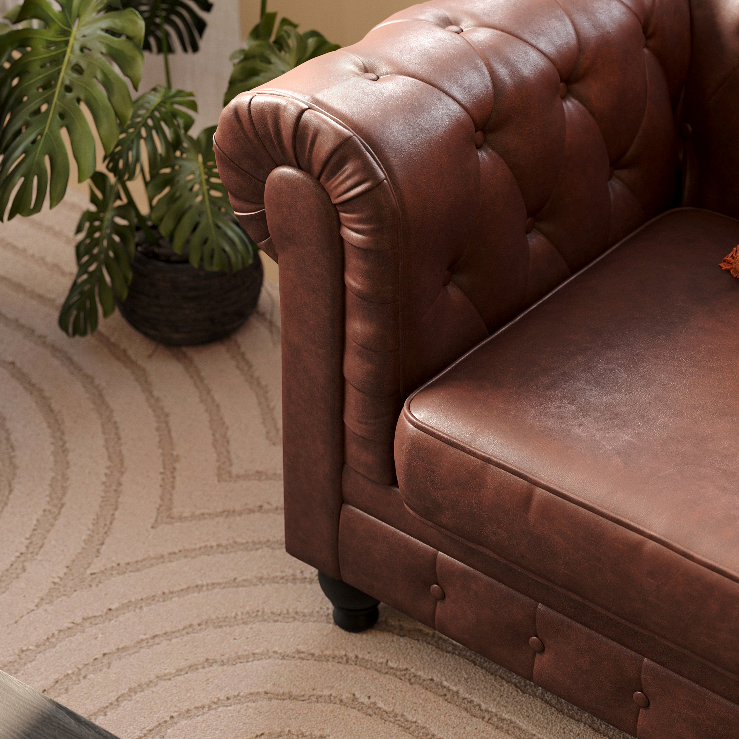 Soffa Manor House Chesterfield Lyx 3-sits Djup soffa konstläder