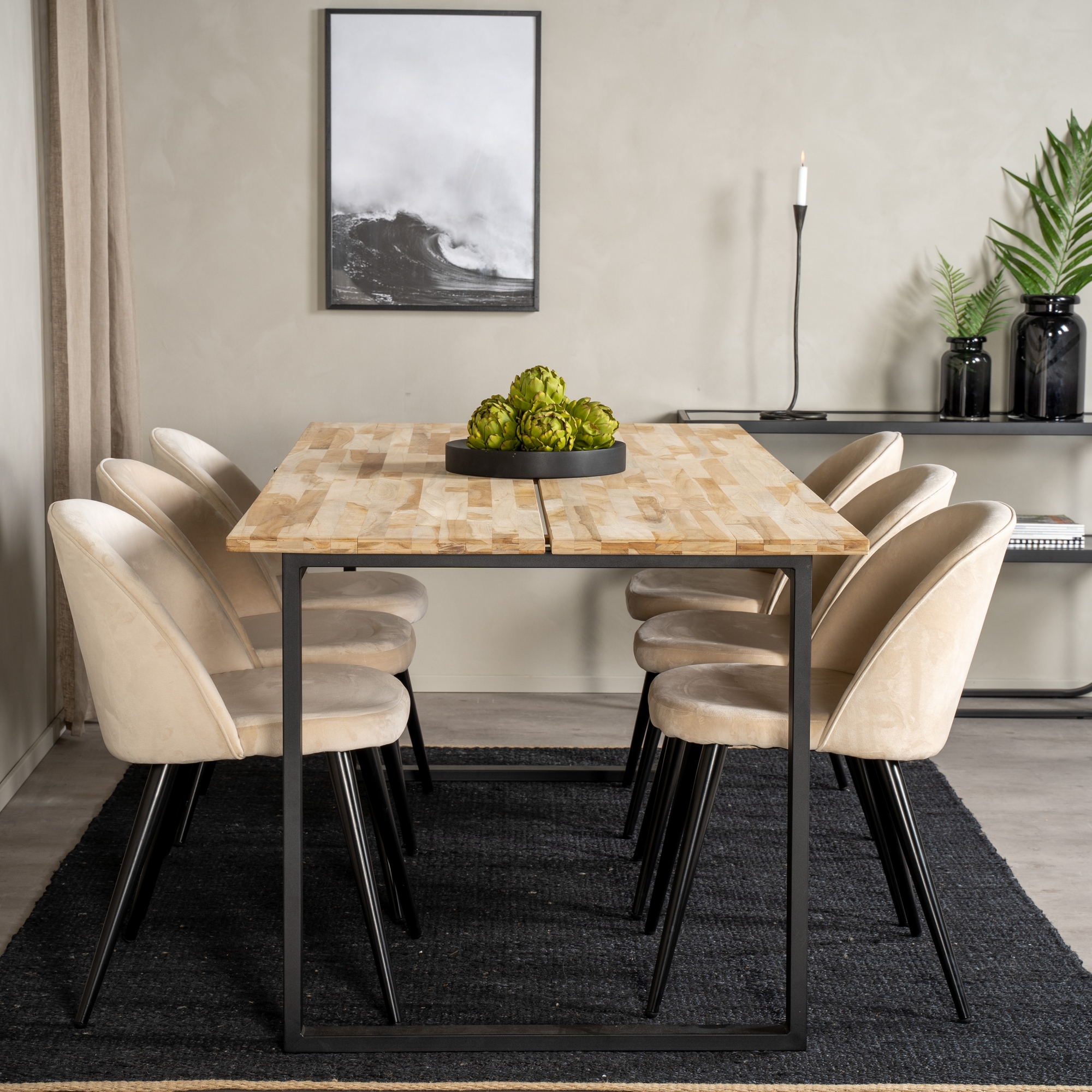 Matgrupp Venture Home Cirebon med 6 Velvet Stolar