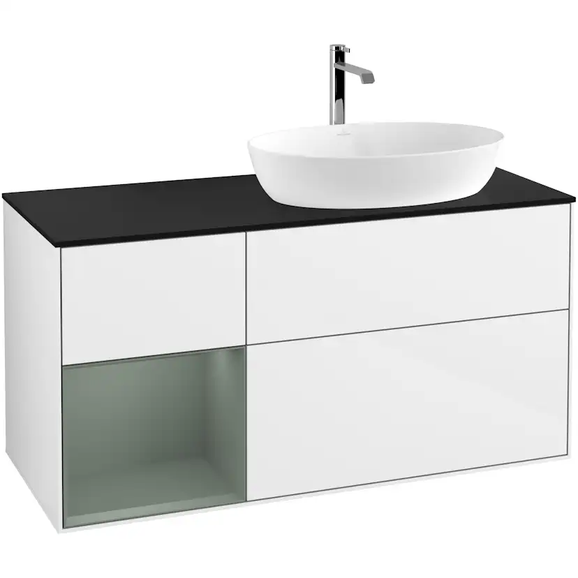 Tvättställsskåp Villeroy & Boch Finion med 3 Lådor Hylla och Bänkskiva för Ocentrerat Tvättställ från Artis & Collaro