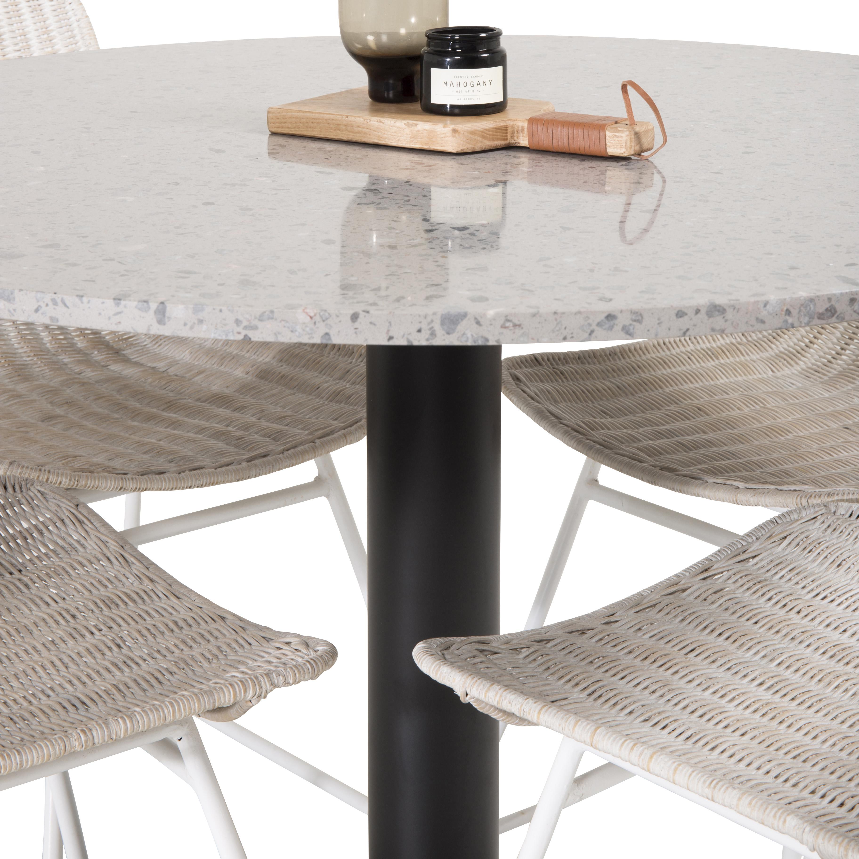 Matgrupp Venture Home Roxanna med 4 Cornelia Stolar Grå Terazzo