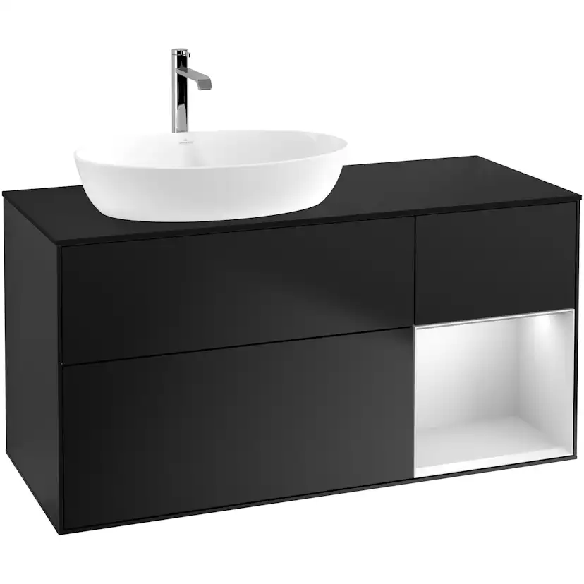 Tvättställsskåp Villeroy & Boch Finion med 3 Lådor Hylla och Bänkskiva för Ocentrerat Tvättställ från Artis & Collaro