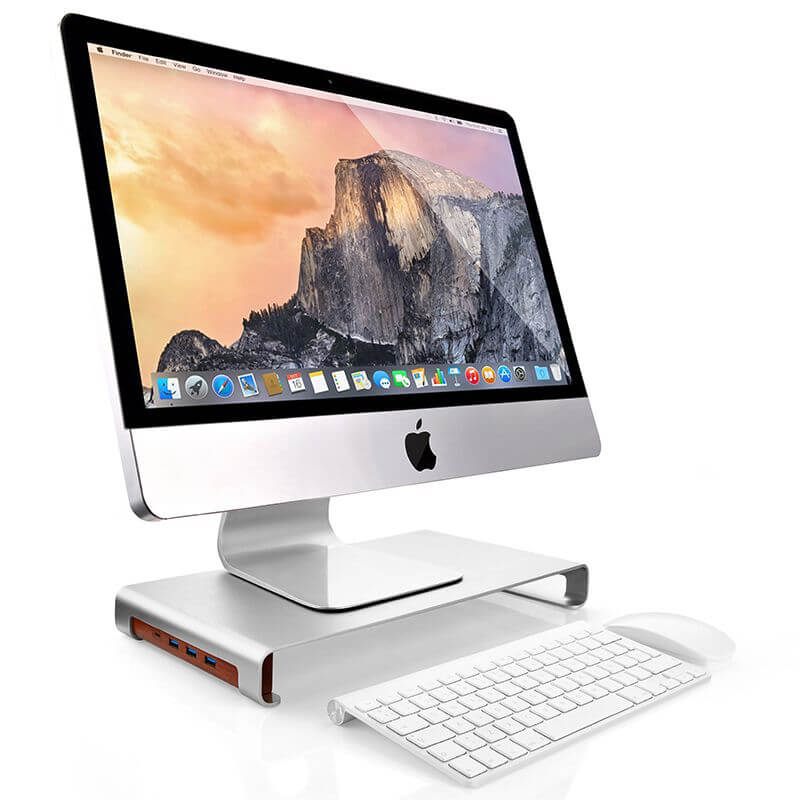 Monitorställ Desire2 Riser Universal 3X Usb-A 1X Type-C Silver