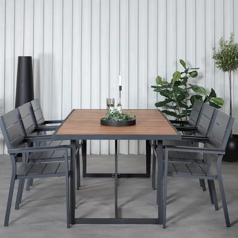 Matgrupp Venture Home King med 6 Lede Stapelbara Matstolar