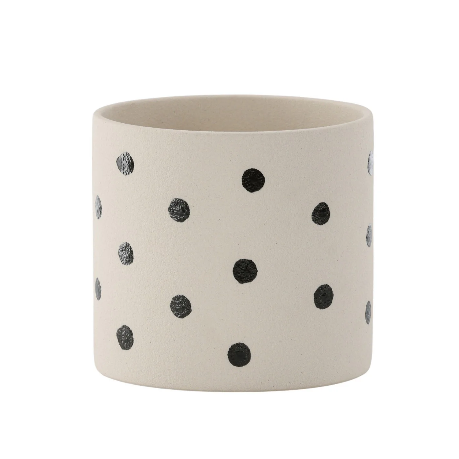 Sane Pot - White/Black Dots - 18*18*17cm Vit, H: 17 cm
