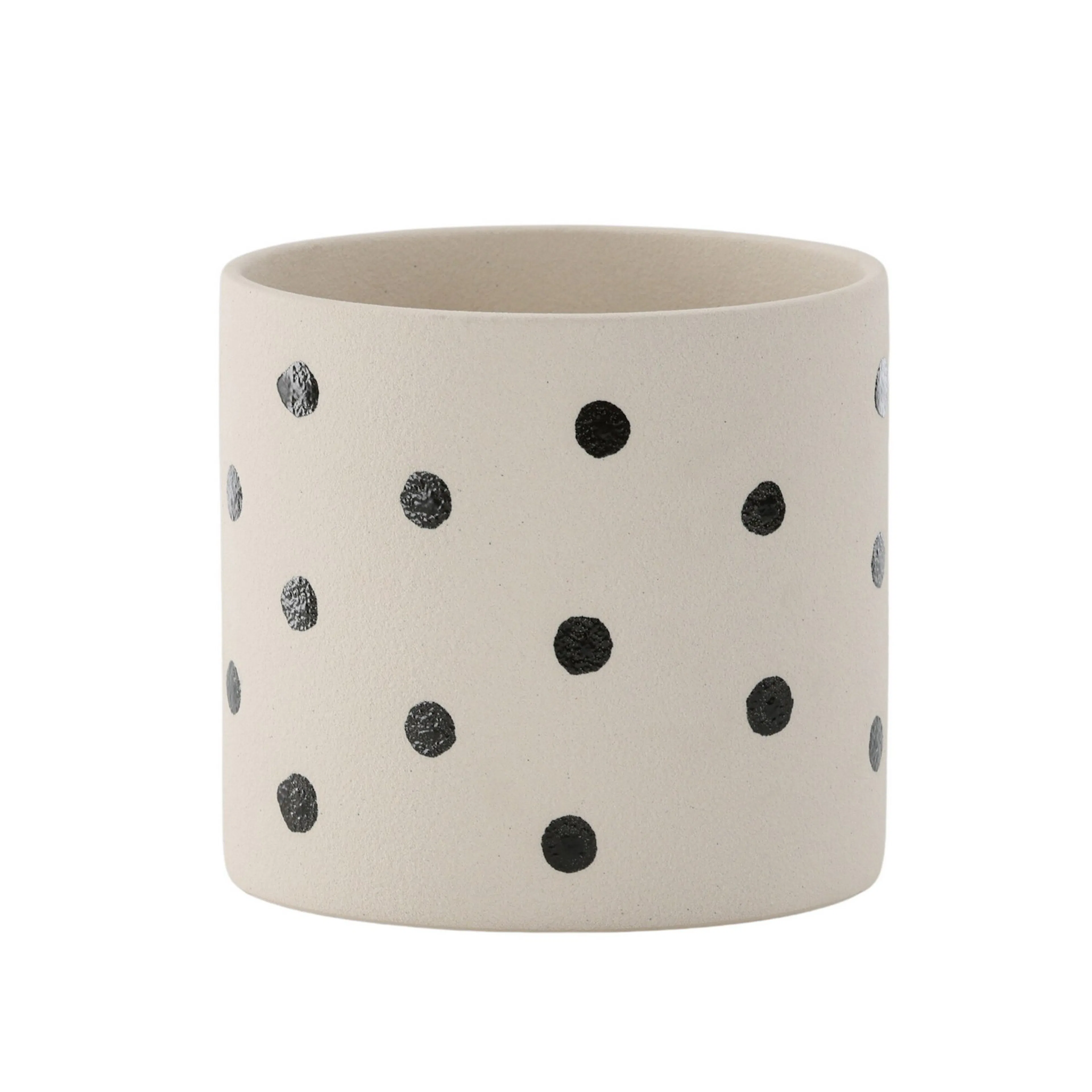 Sane Pot - White/Black Dots - 18*18*17cm Vit, H: 17 cm