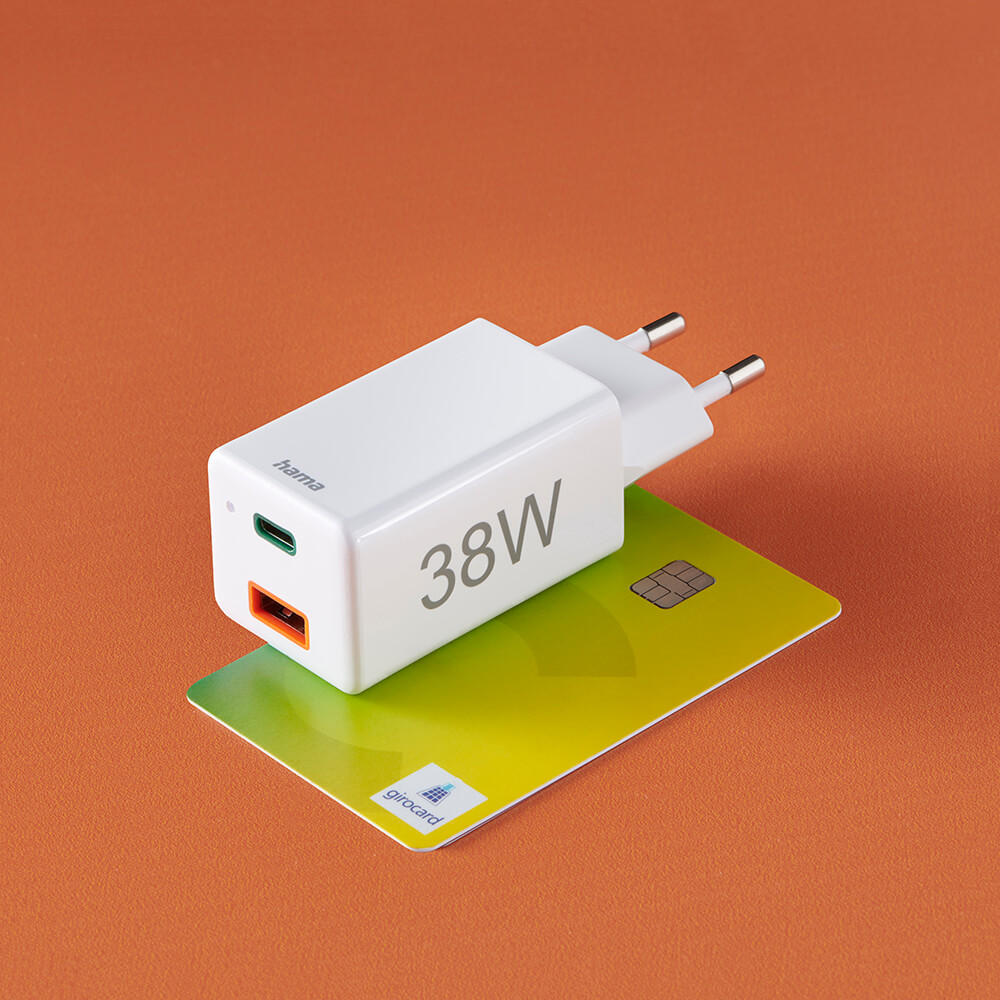 Miniladdare HAMA USB-C + USB-A Qualcomm 3.0 38W Vit