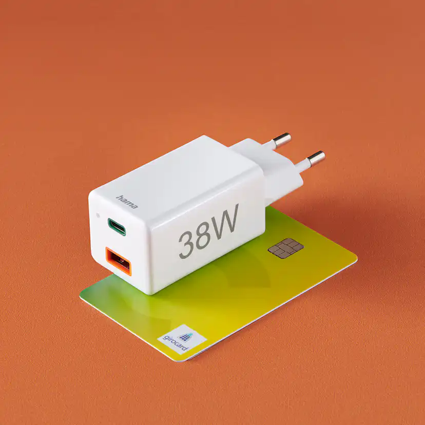 Miniladdare HAMA USB-C + USB-A Qualcomm 3.0 38W Vit