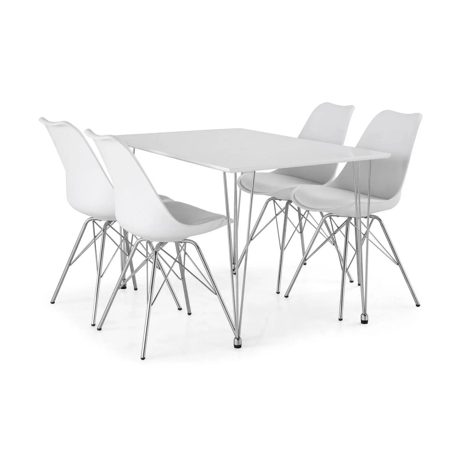 Matgrupp Basic Home Kronblom Rektangulä Matbord 120 cm med 4 Shell Matstol