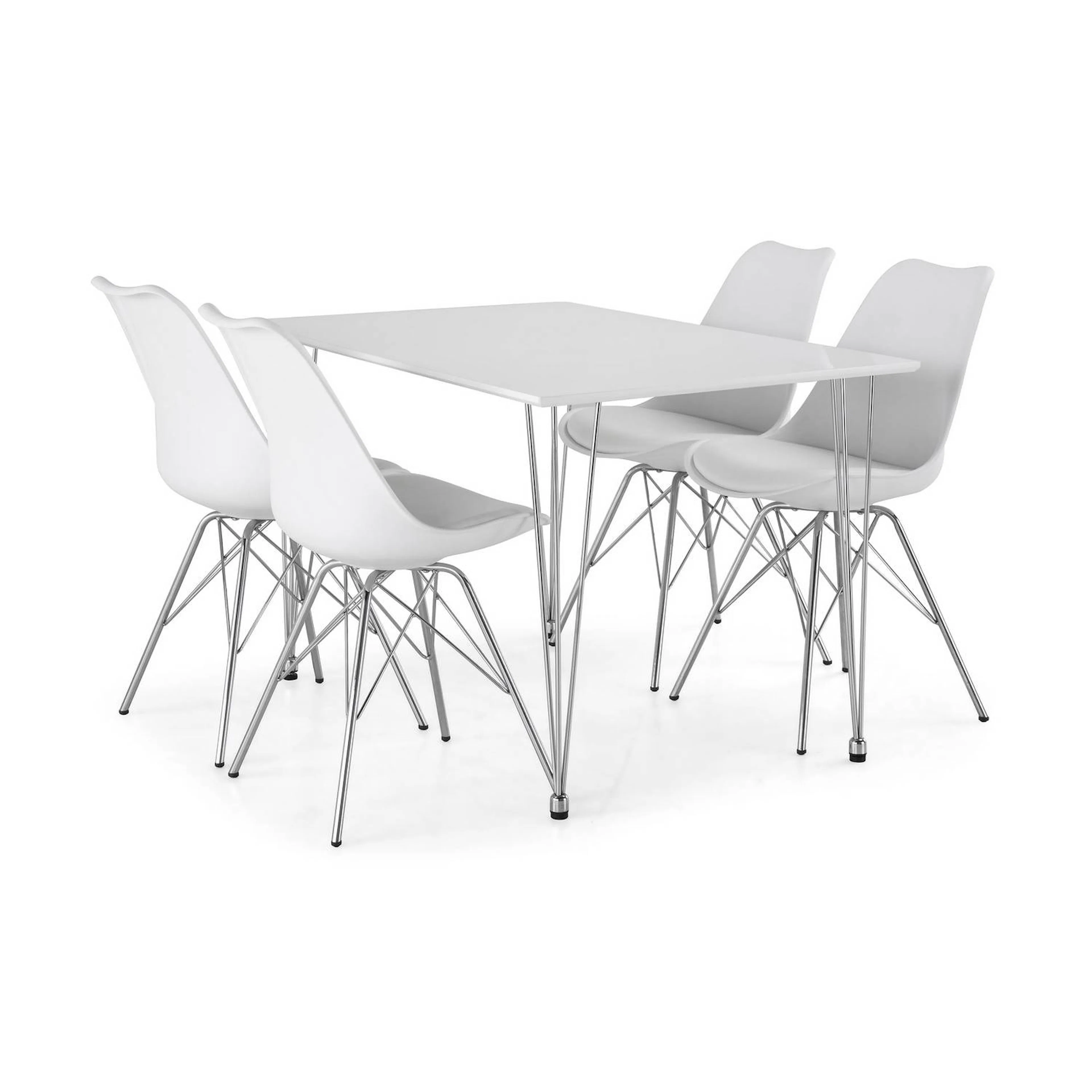 Matgrupp Basic Home Kronblom Rektangulä Matbord 120 cm med 4 Shell Matstol