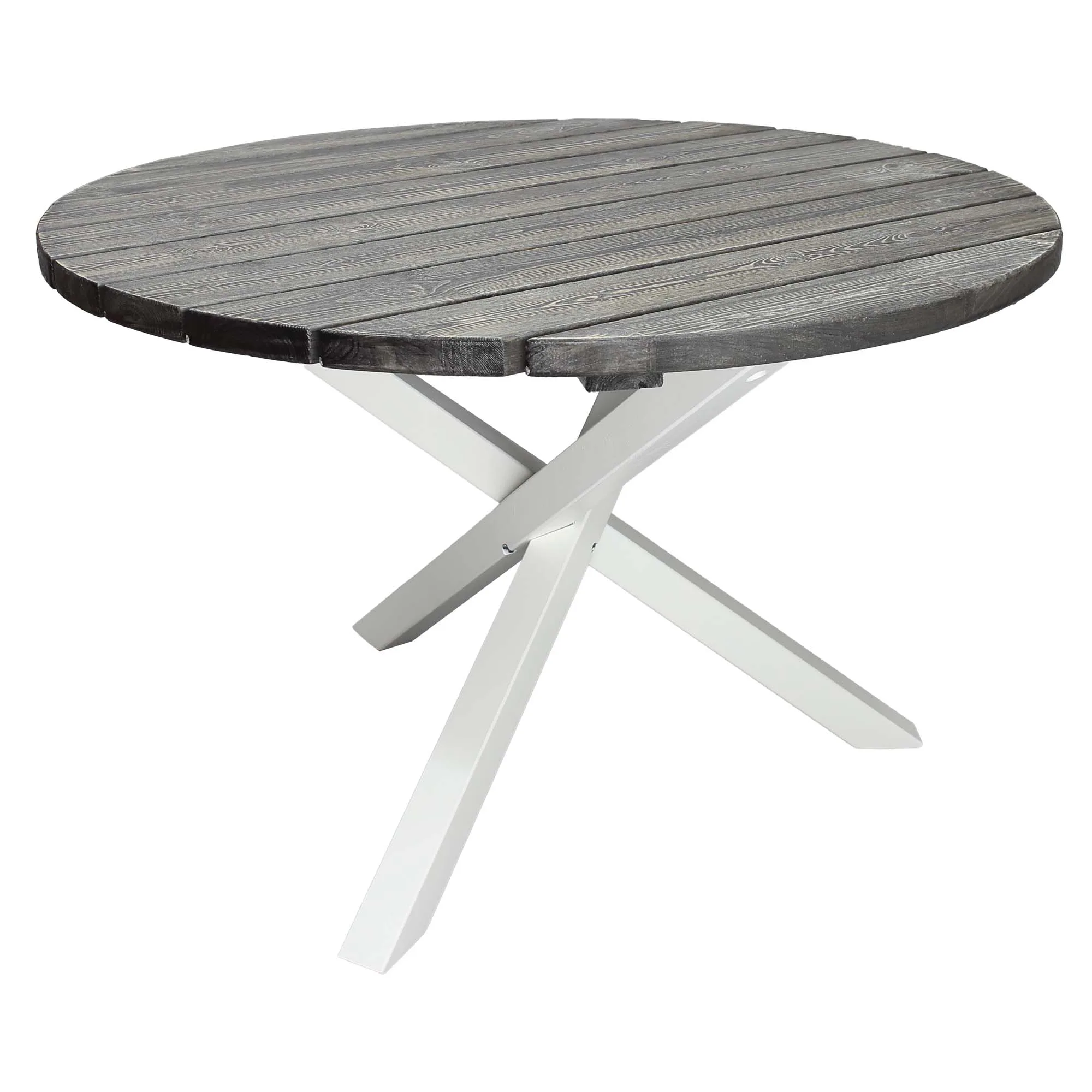 Trädgårdsbord Baltic Garden Scottsdale Round Shabby Chic grå med vita ben, Ø 112 cm