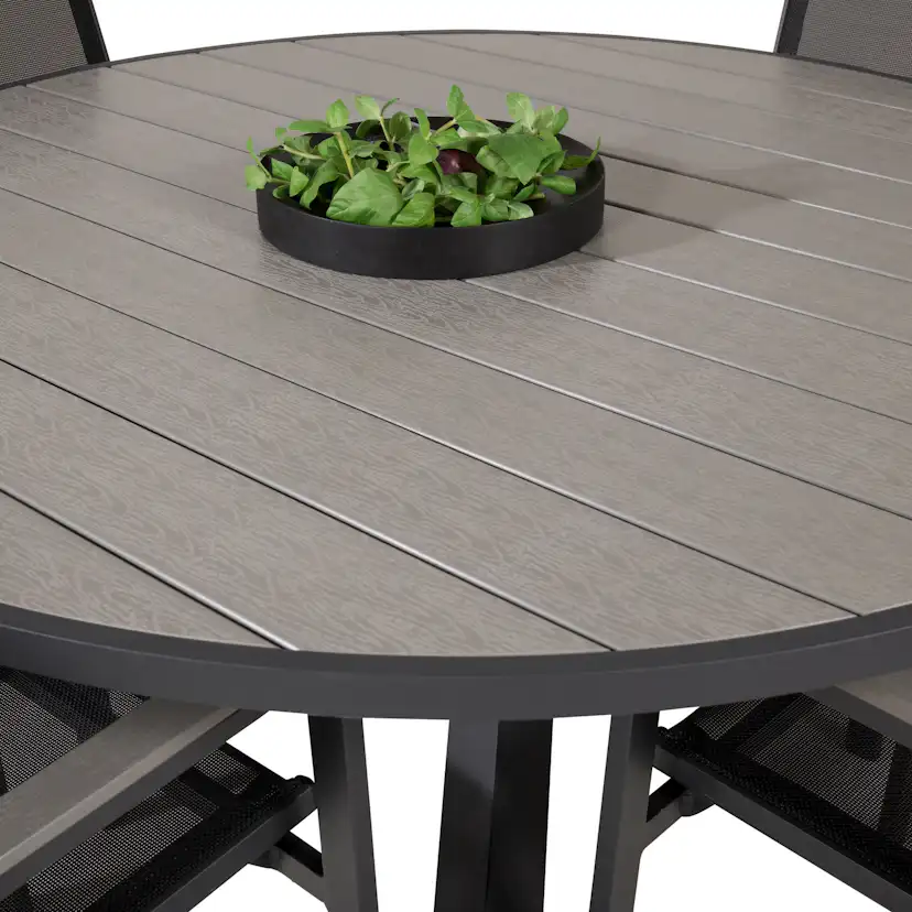Parma - Table ø 140 - Svart Alu /Grey Aintwood+Parma Arm Cha Svart/Grå