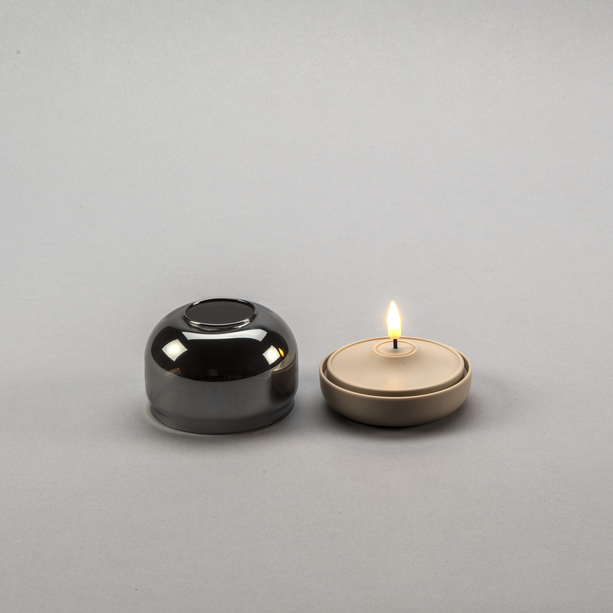 Ljus med glasdekoration LED Beige