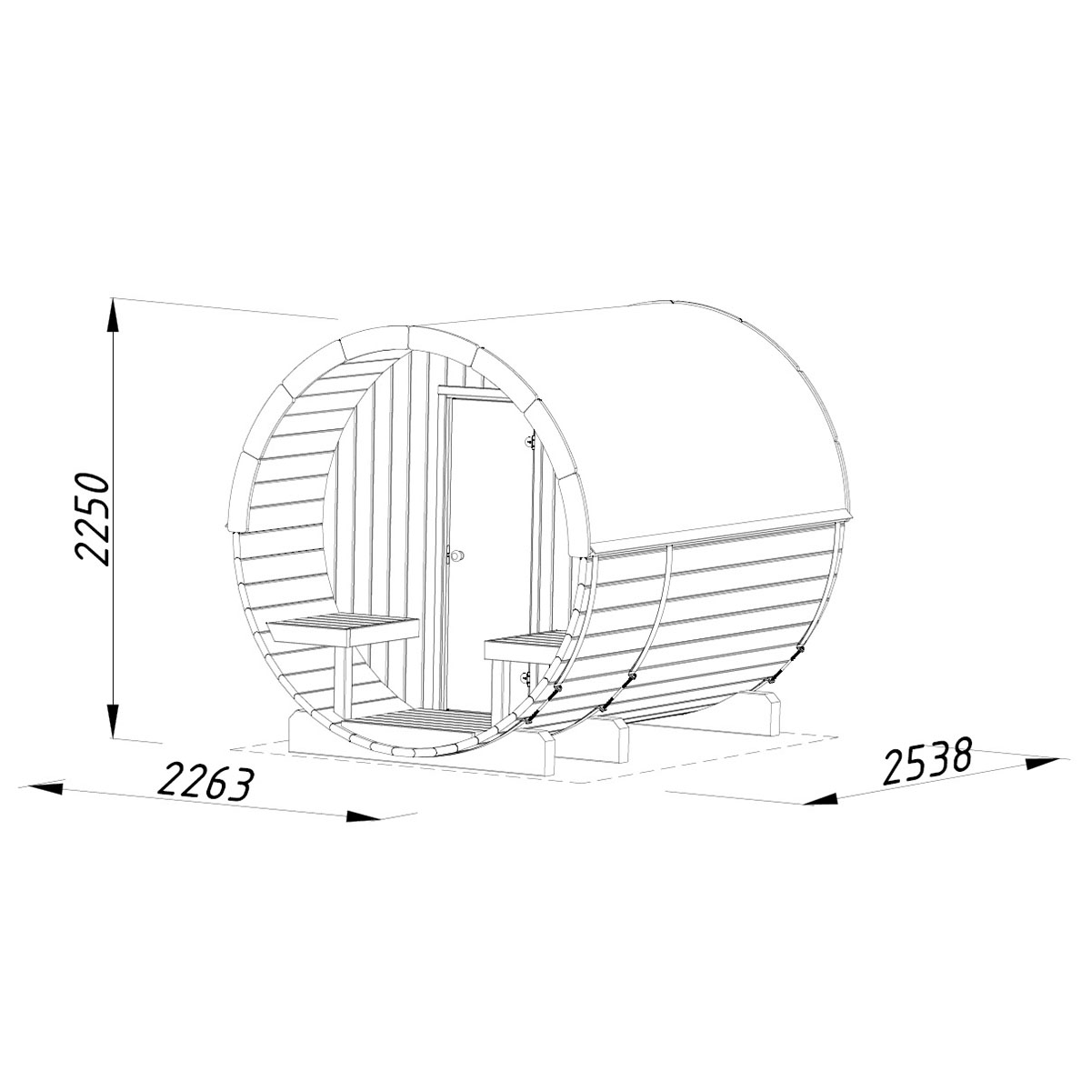 Bastutunna Palmako Anita Byggsats med Altan & Obehandlat Trä