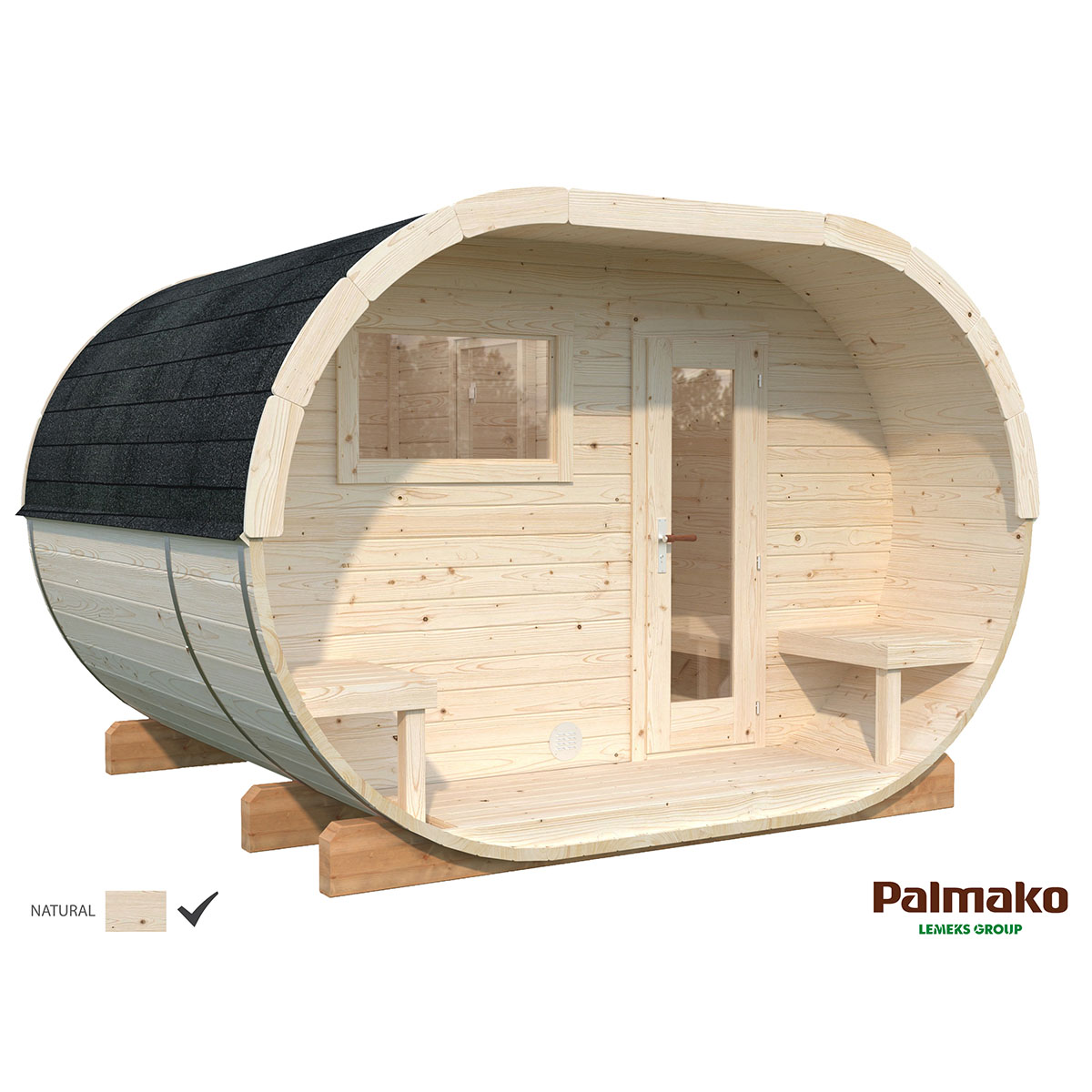 Bastutunna Palmako Anette Byggsats med Altan & Obehandlat Trä