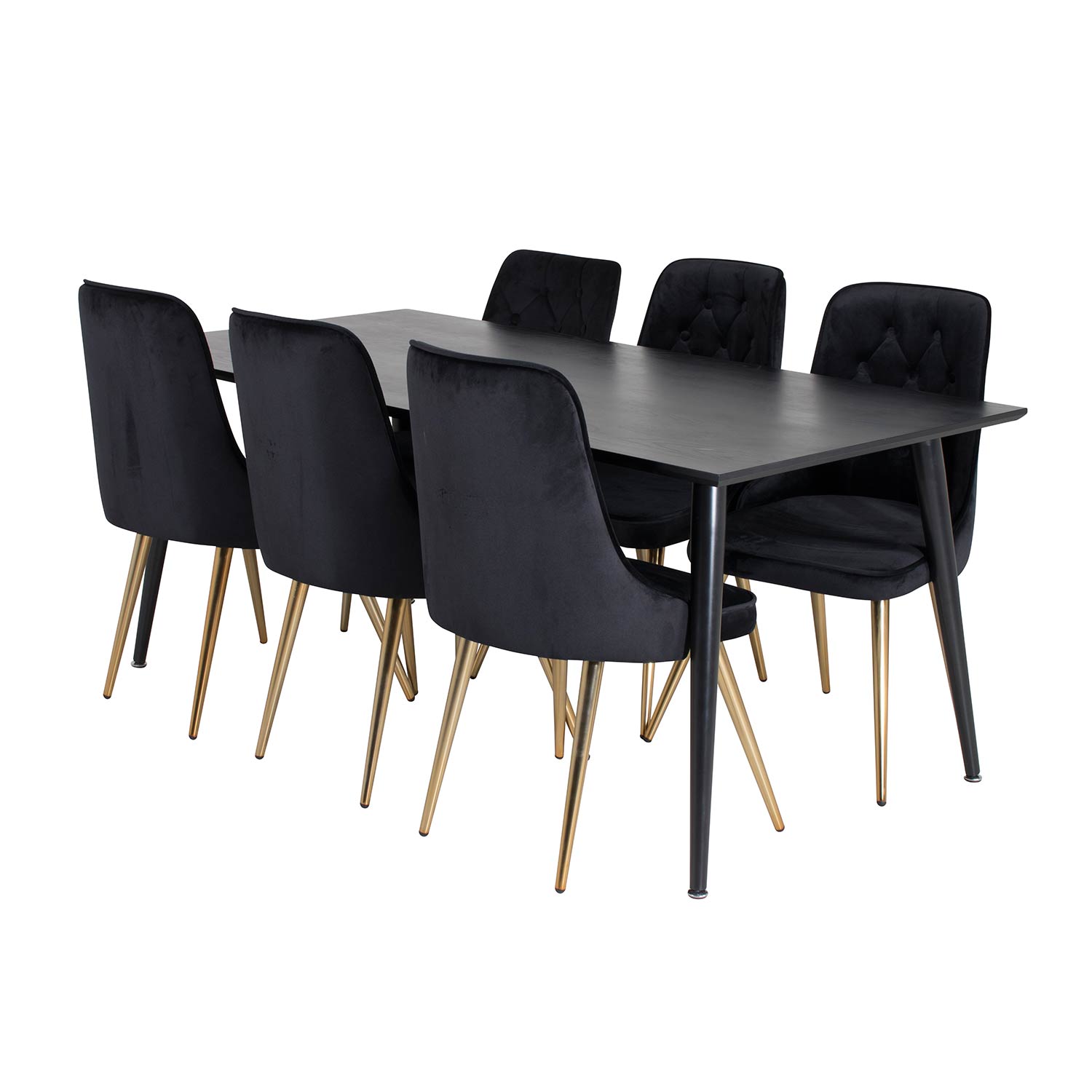 Matgrupp Venture Home Dipp med 6 Velvet Deluxe Sammet Stolar