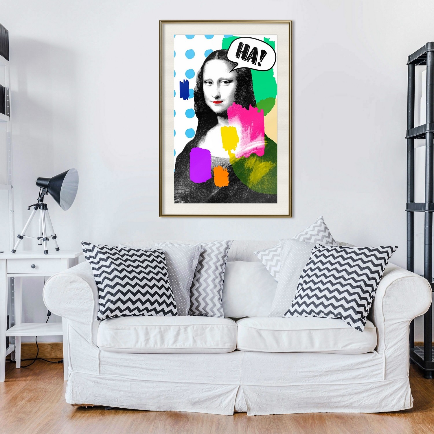 Affisch - Mona Lisa Pop-art [Poster] 20x30 Guld ram med passepartout, 20x30 cm