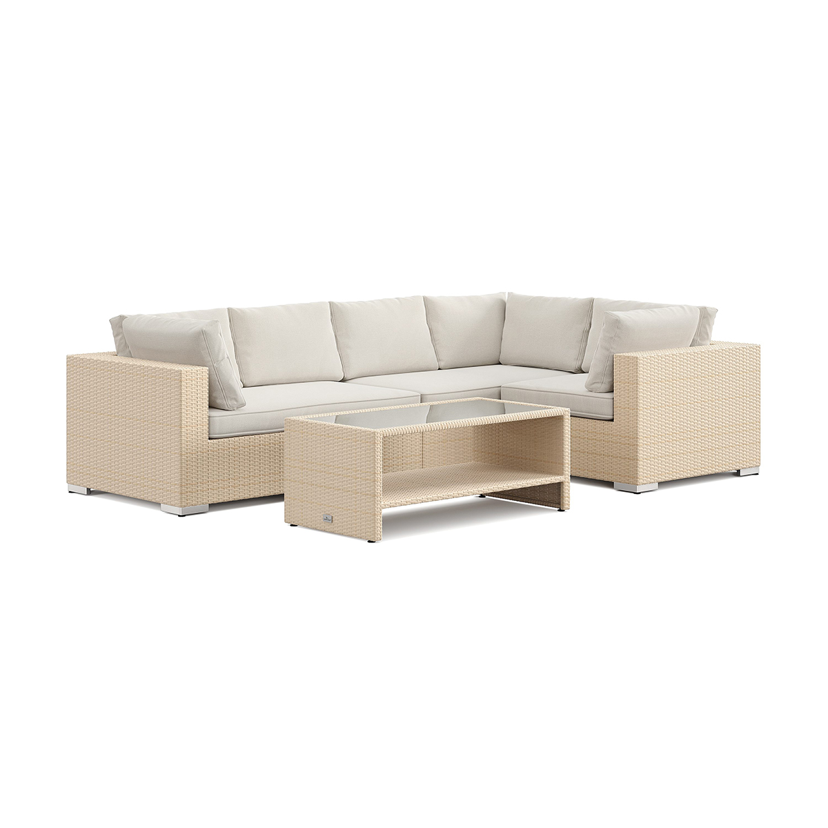 Loungegrupp Comfort Garden Bahamas utomhus Schäslongsoffa 5-sits vändbar och bord med hylla