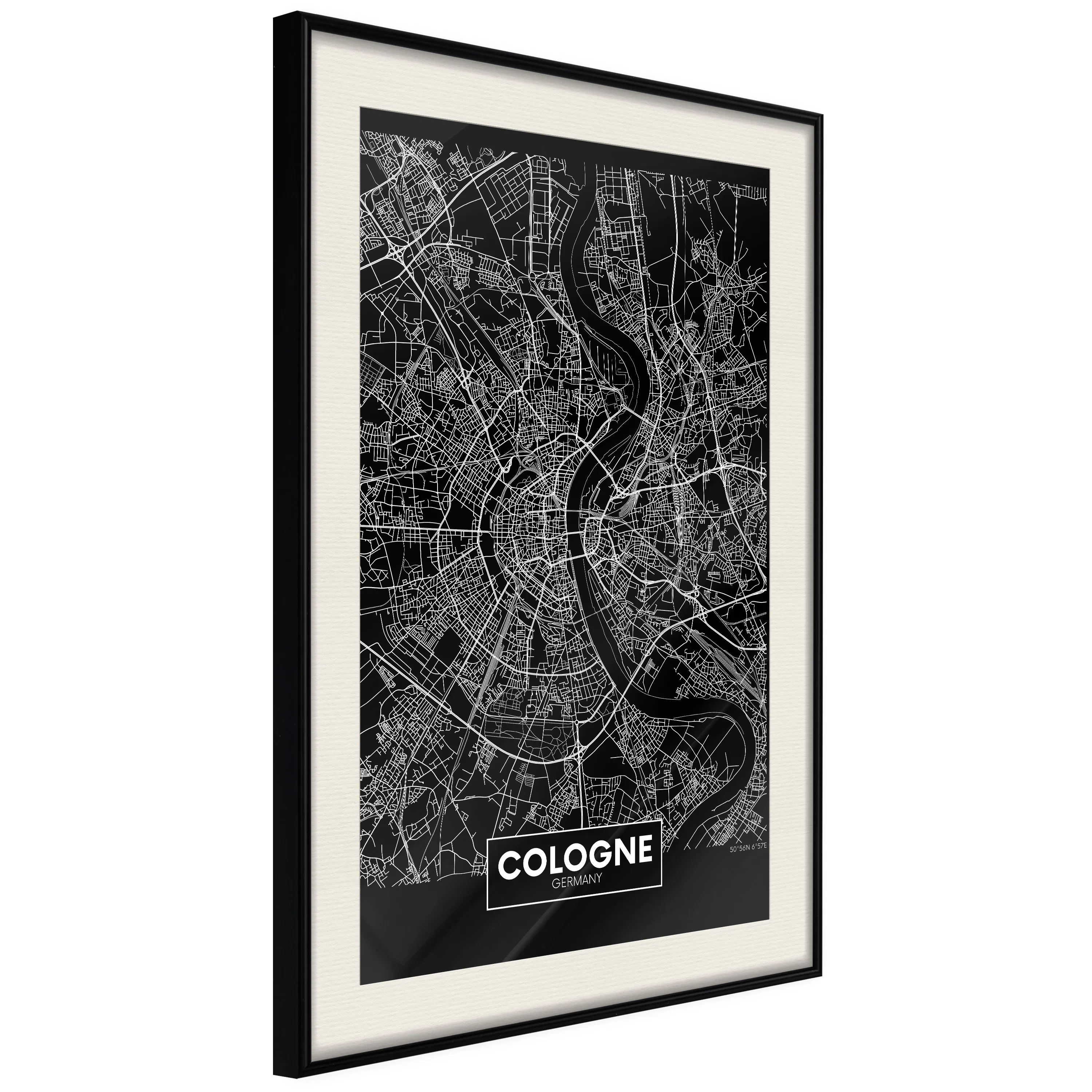 Poster Artgeist Affisch Dark Map of Cologne