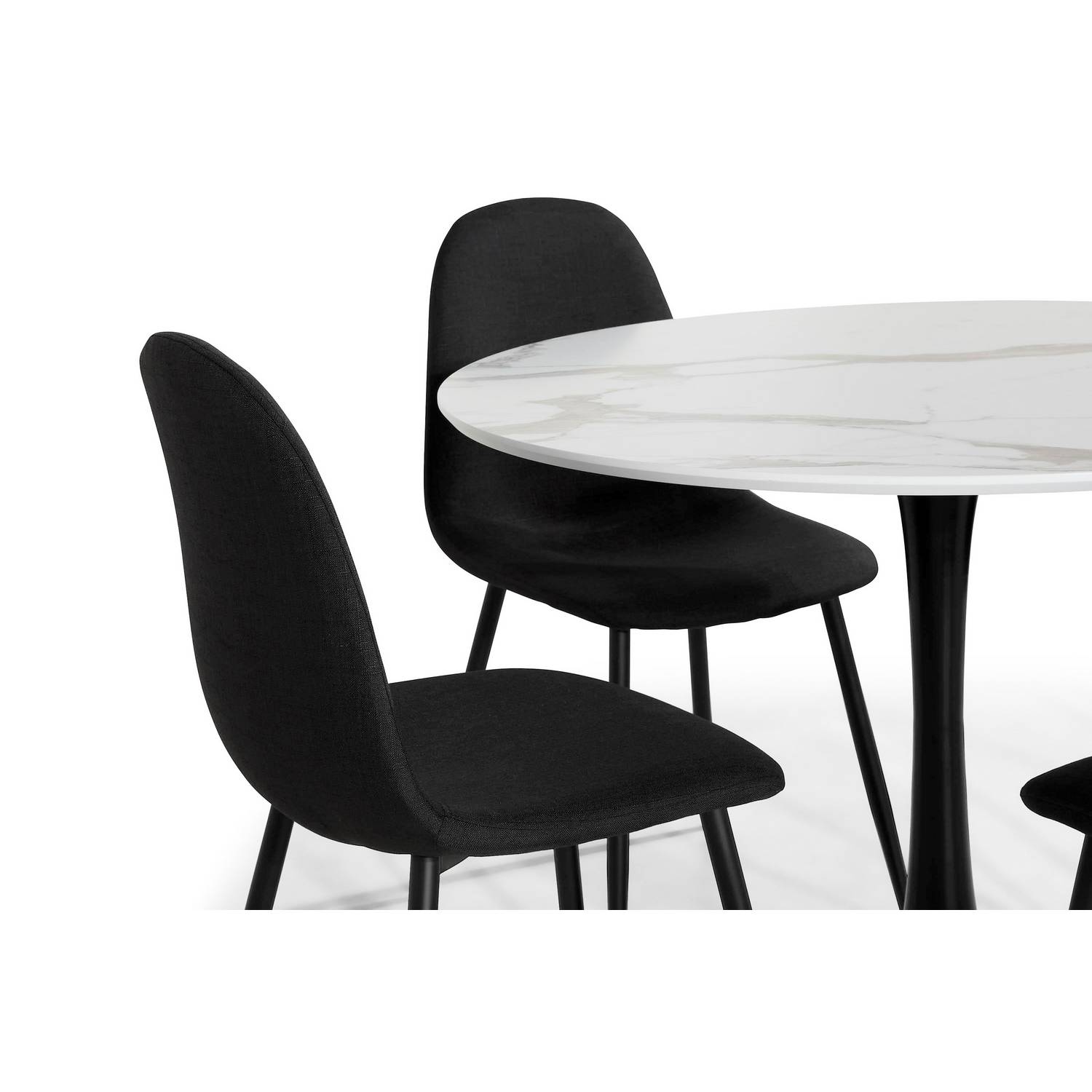 Matgrupp Basic Home Caitly Runt Matbord 100 cm Svart Bas med 4 Nibe Matstol