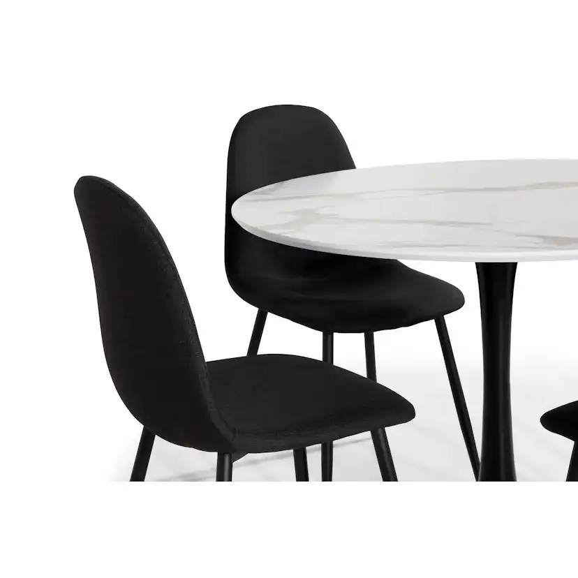 Matgrupp Basic Home Caitly Runt Matbord 100 cm Svart Bas med 4 Nibe Matstol