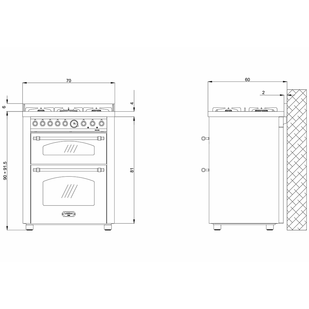 Spis Lofra Dolce Vita 70 cm 2 Ugnar Gas