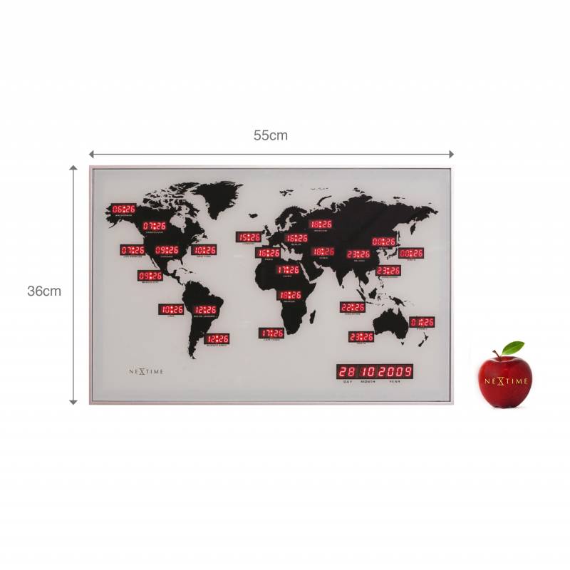 Väggklocka NeXtime World Time Digit