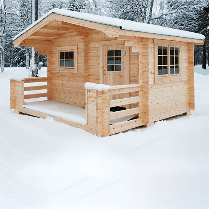 Bastu Baseco Bräska 10 m² Fristående Bastuhus med Altan & Sadeltak