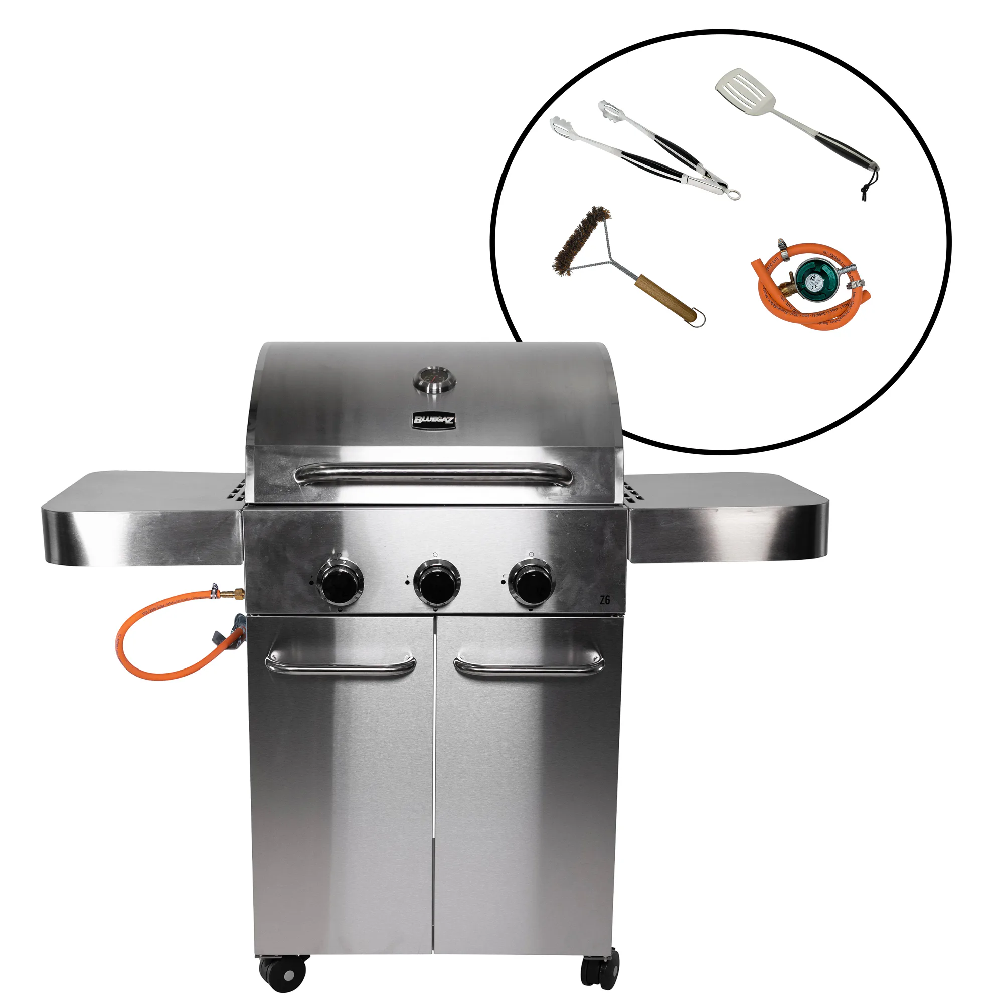 Gasolgrill Bluegaz Z6 Rostfri Paket Med Regulator & Grillset S