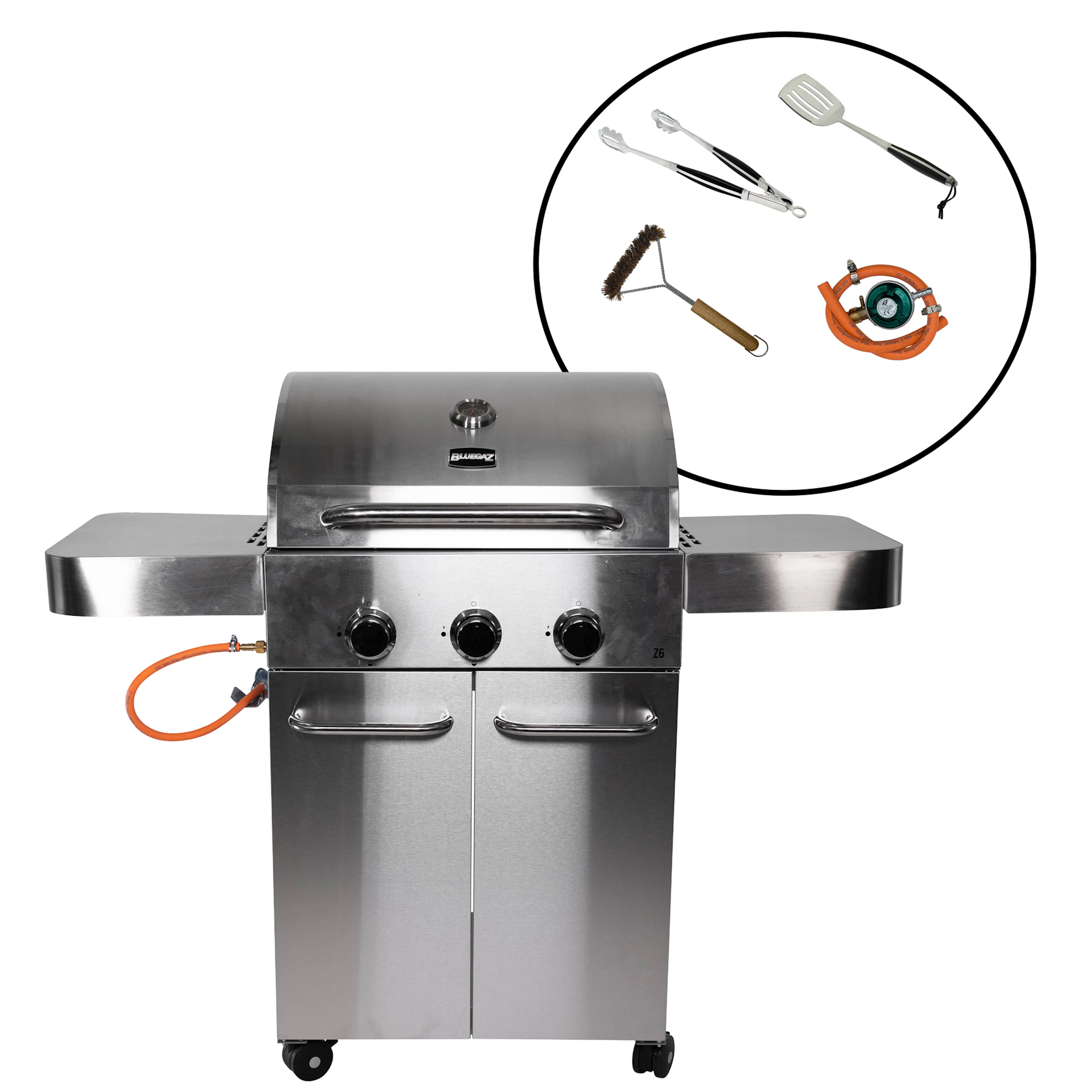 Gasolgrill Bluegaz Z6 Rostfri Paket Med Regulator & Grillset S