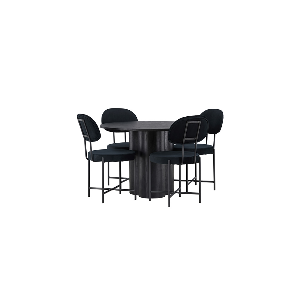 Matgrupp Venture Home Olivia Ø110 cm med 4 st Stella stolar