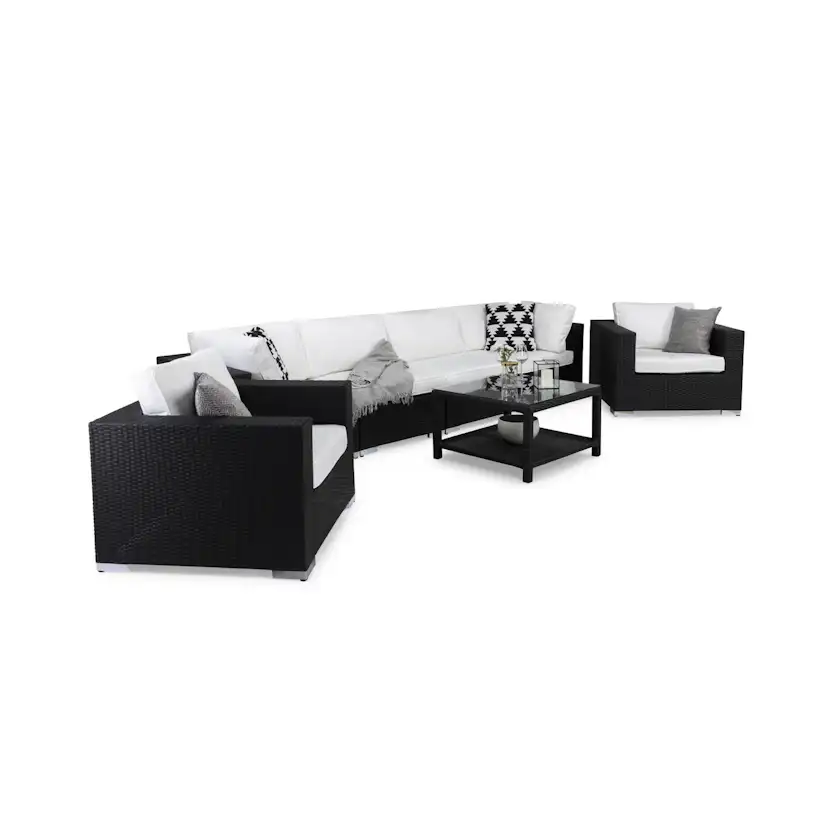 Loungegrupp Comfort Garden Bahamas 6-sits med Dubbla Fåtöljer och Bord med Hylla