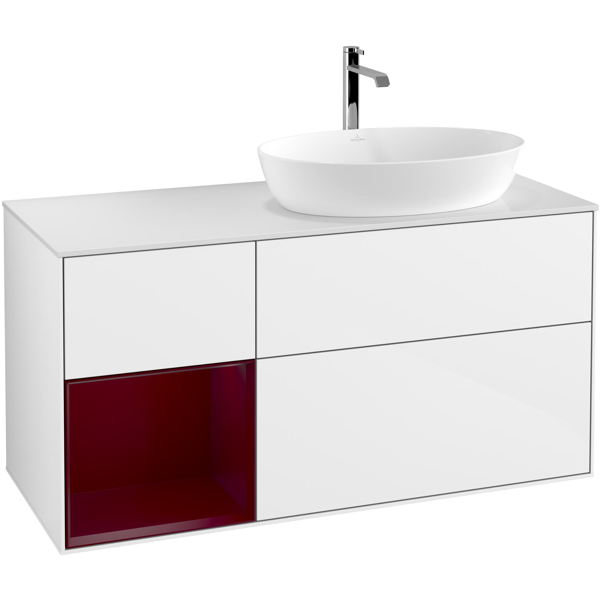 Tvättställsskåp Villeroy & Boch Finion med 3 Lådor Hylla och Bänkskiva för Ocentrerat Tvättställ från Artis & Collaro