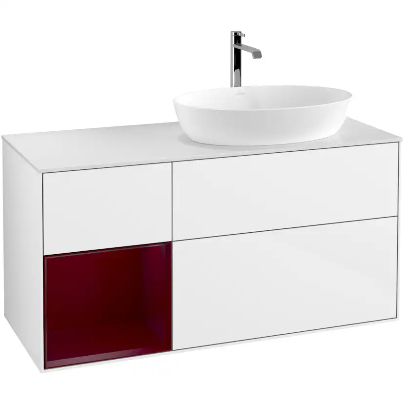 Tvättställsskåp Villeroy & Boch Finion med 3 Lådor Hylla och Bänkskiva för Ocentrerat Tvättställ från Artis & Collaro