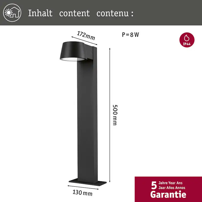 Pollare LED Paulmann Capea IP44 230V Ljus: Soft White