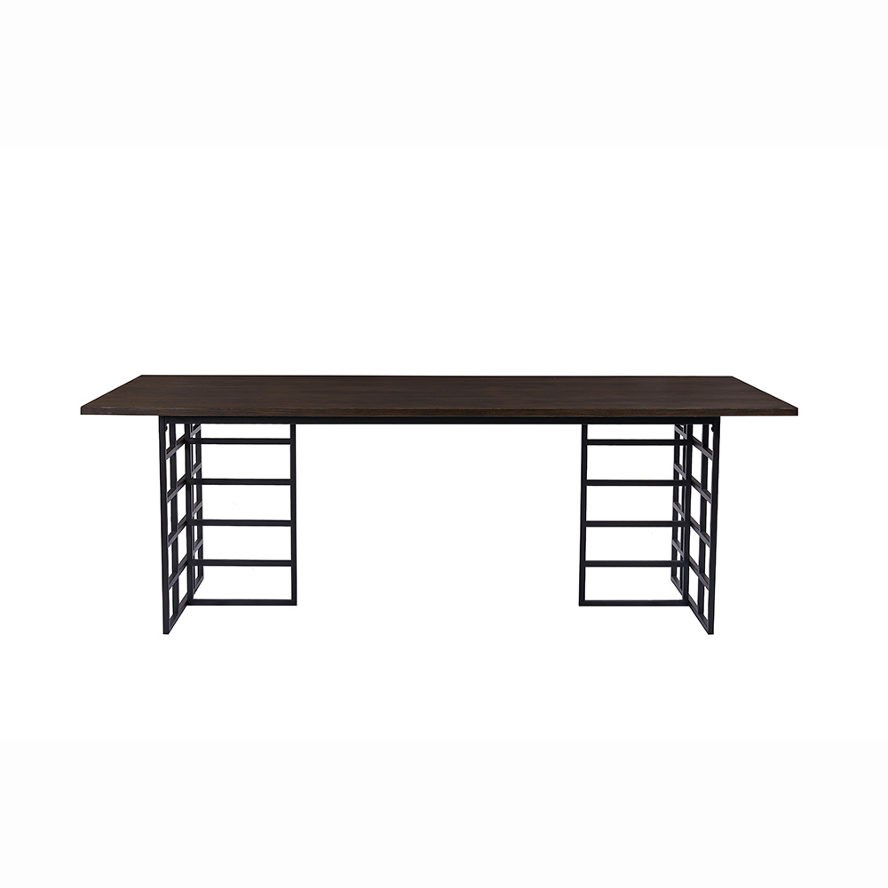 Ystad Dining Table - Black / Mocca Oak Veneer Brun