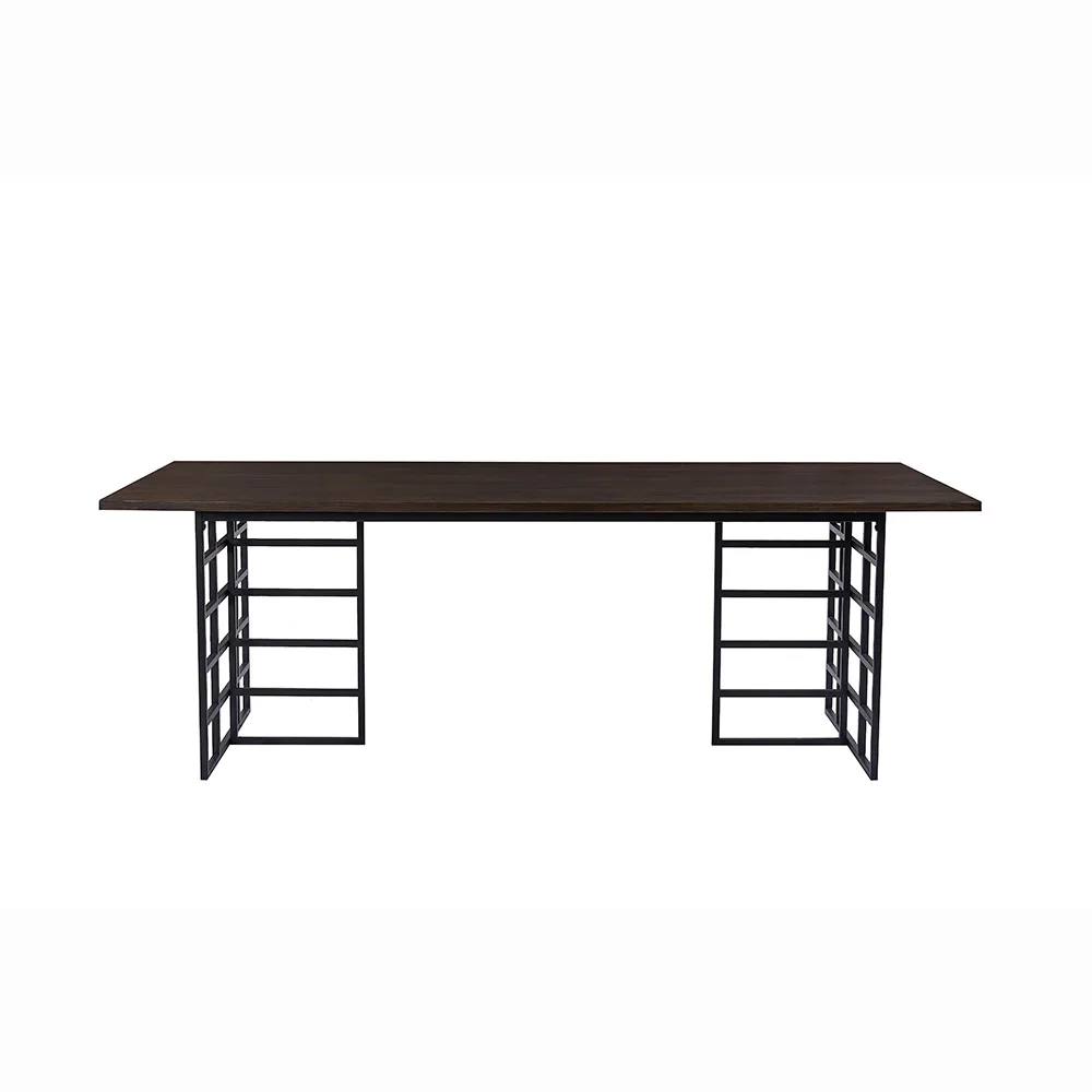 Ystad Dining Table - Black / Mocca Oak Veneer Brun