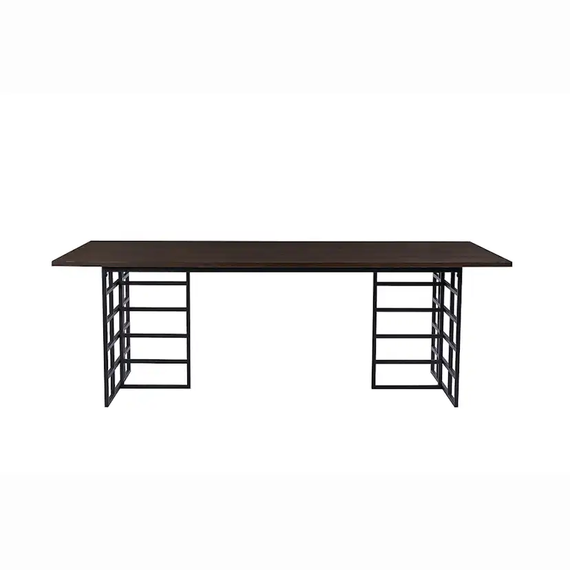 Ystad Dining Table - Black / Mocca Oak Veneer Brun